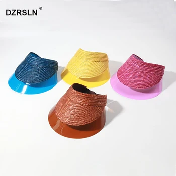 Летняя солнцезащитная шляпа Ins Wind с флуоресцентным лафитовым сращиванием, солнцезащитная шляпа с половинным козырьком, универсальная шляпа для отдыха, пляжная шляпа