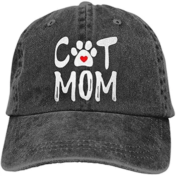 Мама-кошка, Мужская и женская Ковбойская шляпа, Джинсовые шляпы дальнобойщиков, Регулируемая бейсболка, шляпа, подарок на День матери, Дизайнерская кепка Snapback