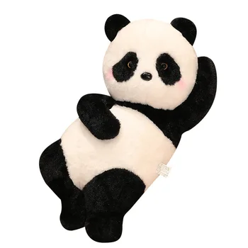 Милая плюшевая игрушка Панда, черно-белая плоская кукла-панда, лежащая на боку, кукла-Гигантская панда, кукла для комфорта детей