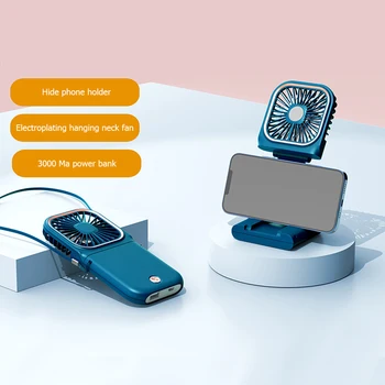 Мини-Подвесной Шейный вентилятор Регулируемый Складной Портативный Немой ручной USB-аккумулятор с кронштейном для наружного вентилятора охлаждения