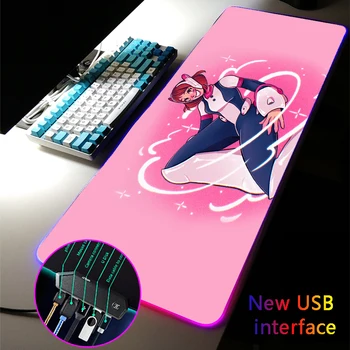 Мультиинтерфейсный Большой RGB Игровой коврик для мыши Kawaii Pink, четыре USB-док-станции, USB-концентратор, интерфейс Typec, настольный коврик для геймера