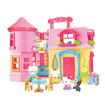 Мультфильм Hello Kitty Маленький Городок Теплый Дом Замок Принцессы Дом Дети Играют В Дом Игрушки Кукольный Дом Мебель