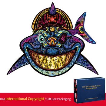 Мультяшная пиратская акула Деревянная Головоломка Неправильной формы с трехмерными животными Детская головоломка для Взрослых Декомпрессионная головоломка