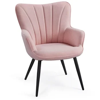 Мягкий тканевый современный стул с акцентом, Розовый, Мебель для гостиной, Кресло для гостиной, Удобное, эстетично оформленное, Спальня