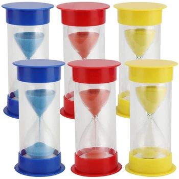 Набор таймеров для песочных часов из 6 предметов 1Мин/ 3мин/ 5мин Таймер для Песочных часов Разных цветов Пластиковый Таймер для песочных часов