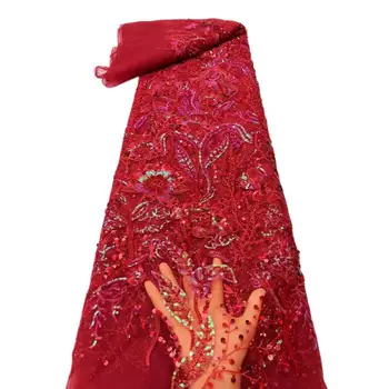 Новейшая Высококачественная Классическая Популярная Элегантная африканская тюлевая кружевная ткань с блестками и камнями Для свадебного вечернего платья NN6388_R