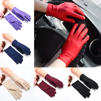 Новые эластичные перчатки из спандекса с полными пальцами, женские, мужские, весенне-летние, солнцезащитные, для вождения, танцевальные украшения, модные перчатки для этикета