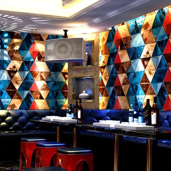 Обои KTV 3D Крутая модная настенная ткань с эффектом вспышки, бар, Отель, Необычные обои для бального зала, тематическая комната