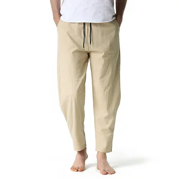 Однотонные мужские брюки 2021, новые хлопковые повседневные брюки-карандаш, мужские дышащие уютные мешковатые кросс-брюки Harajuku, уличная одежда оверсайз