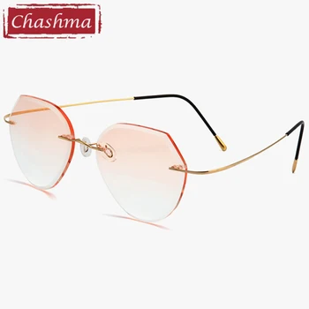 Очки без оправы Chashma, Титановые мужские модные очки в оправе с бриллиантовой отделкой, женские солнцезащитные очки с тонирующими линзами