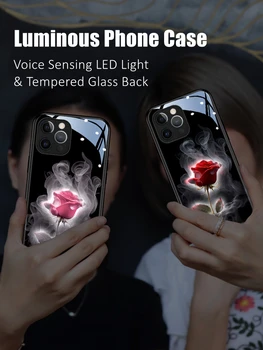 Пара Розовых Красочных светодиодных Ламп, Светящийся Чехол Для Телефона из Закаленного Стекла для Xiaomi 11 12 13 Mix 2 3 4 Redmi K60 Pro Lite Ultra