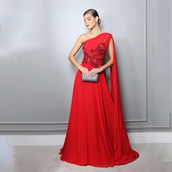 Пляжные красные вечерние платья с одним плечом, кружевное платье с красными аппликациями, вечерние платья для свадьбы, сексуальные платья для особых случаев, вечерний халат