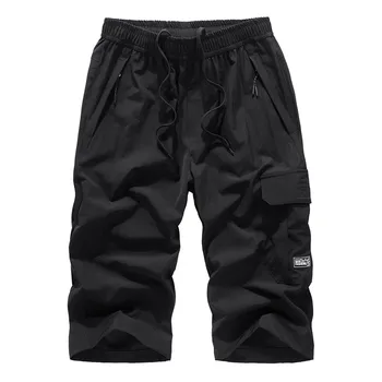 Пляжные шорты Мужские Летние Гавайские мужские Короткие брюки Свободные Прямые Удобные с завязками снизу шорты большого размера hommes M-8XL