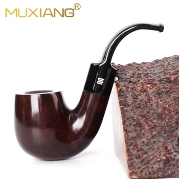 Портативная трубка ручной работы MuXiang, трубка для табака с фильтром 9 мм, черная/темно-красная дымовая трубка, Изогнутый мундштук для сигарет, для мужского подарка