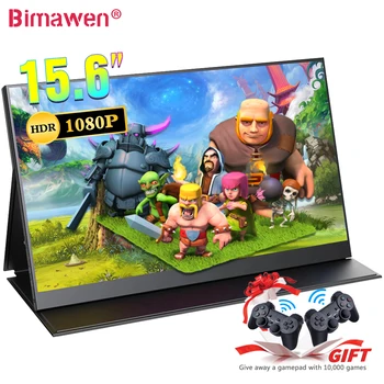 Портативный монитор Bimawen-15,6-дюймовый Тонкий Компьютерный дисплей, Игровой Монитор Full HD 1080P USB Type-C Mini HDMI IPS, Экран для ухода за глазами