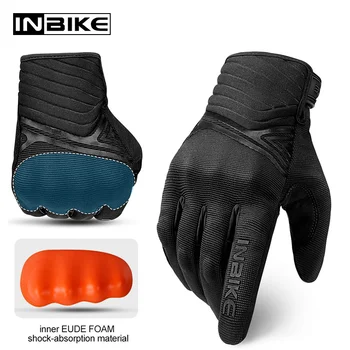 Противоударные мотоциклетные перчатки INBIKE, Мужские дышащие перчатки мотоциклиста для верховой езды, перчатки для мотокросса с сенсорным экраном на весь палец