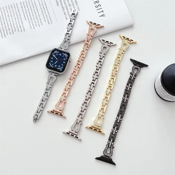 Ремешок, совместимый для Apple Watch, ремешок 49 мм 45 мм 44 мм 41 мм 42 мм 38 мм 40 мм, ювелирный сменный металлический браслет для женщин и девочек