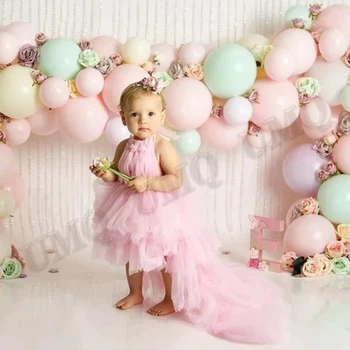 Розовые Милые платья для девочек с цветочным узором, платья для свадебной вечеринки с 3D цветами, костюмы, фотосъемка по индивидуальному заказу, Прямая доставка