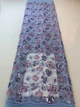 Роскошная Нигерийская кружевная ткань ручной работы из бисера 2023, Высококачественная Вышивка бисером с пайетками, Африканская французская Кружевная ткань для платья