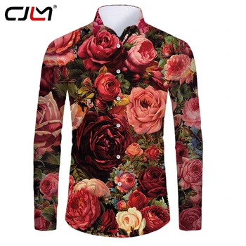 Рубашка CJLM, Мужская одежда, Винтажные мужские рубашки с цветочным принтом и длинным рукавом, Осенняя Новая Повседневная Гавайская мужская рубашка Camisa Masculina