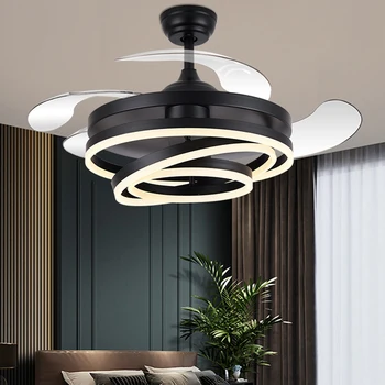 Светодиодная художественная люстра, подвесной светильник, потолочный вентилятор со светом, декор в скандинавском стиле, ресторан, столовая, пульт дистанционного управления