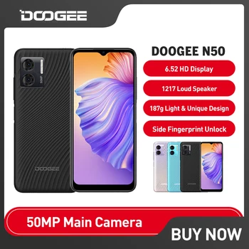 Смартфон DOOGEE-N50, восьмиядерный, 8 ГБ ОЗУ + 128 ГБ ПЗУ, 50-мегапиксельная Основная камера с искусственным интеллектом, 6,52 дюйма HD, аккумулятор емкостью 4200 мАч, Быстрое зарядное устройство для телефона