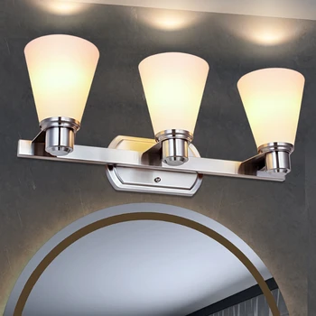 Современные светильники для тщеславия в ванной комнате, 3 светильника, настенный светильник для ванной комнаты из молочного стекла