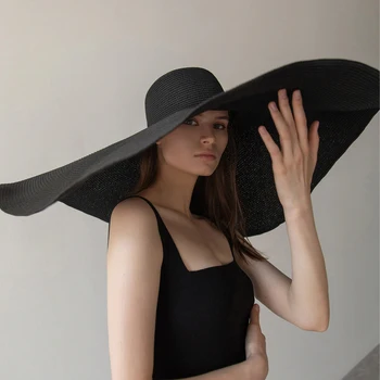 Солнцезащитная шляпа большого размера 70 см с широкими полями, Дорожные Большие Пляжные Соломенные шляпы с защитой от ультрафиолета, Женские Летние Гибкие Складные Шапочки Оптом