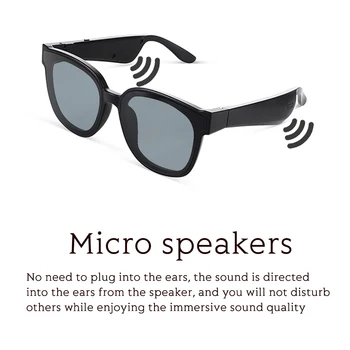 Солнцезащитные очки Bluetooth Беспроводные Музыкальные Очки Объектив Портативные Наружные Шумоподавляющие Открытые Наушники Черный
