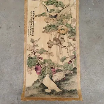 Старинная китайская картина в виде Свитка, ручная роспись, Цветок, птица, рисовая бумага