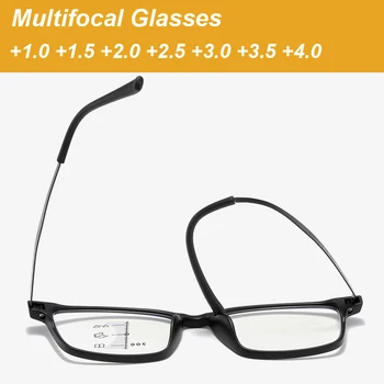 Титановая Деловая оправа, Мультифокальные очки для чтения, Роскошные Женские Мужские Прогрессивные очки ближнего и дальнего Действия, Оптические очки для дальнозоркости