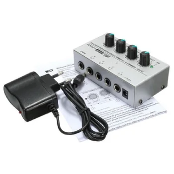 Ультракомпактный 4-канальный мини-аудио стерео усилитель для наушников + адаптер питания
