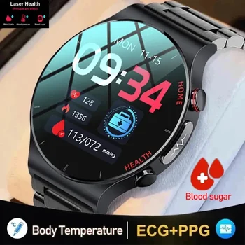 умные часы для мужчин, Лазерная обработка, тройная ЭКГ + PPG, Bluetooth-вызов, NFC, мониторинг уровня глюкозы в крови, температуры, Женские умные часы