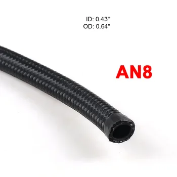 Универсальный топливный шланг AN8, масляный шланг, комплект шлангов для установки масляной трубы, шланг в нейлоновой оплетке (черный)