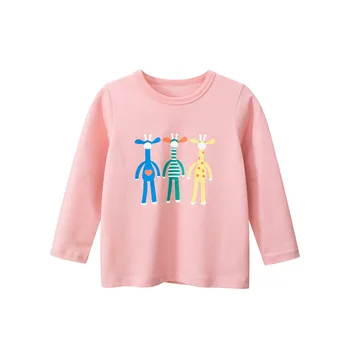 Хлопковая футболка для малышей от 2 до 8 лет, одежда для маленьких девочек, осенне-зимний базовый топ, хлопковая футболка с длинными рукавами для младенцев, милая футболка, наряд