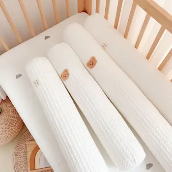 Хлопчатобумажный Бампер для кровати для новорожденных, Цилиндрическая Длинная Подушка для поддержки сна, Супер Мягкие подушки для кровати с набивкой шеи