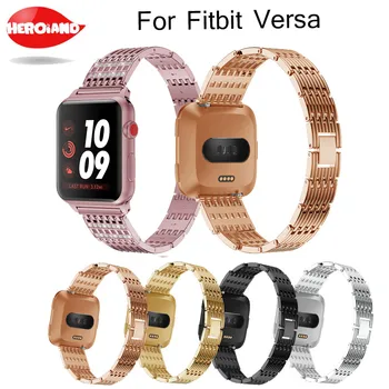 Хрустальные часы из нержавеющей стали для Fitbit Versa, сменный металлический браслет, Регулируемые ремешки для наручных часов со стразами