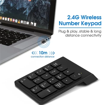 Цифровая клавиатура Pave с 18 клавишами, беспроводная цифровая клавиатура Mini 2,4 ГГц, беспроводная цифровая панель для ноутбука бухгалтера, портативных планшетов
