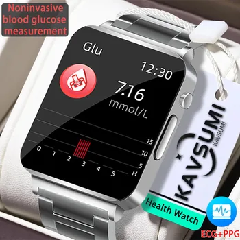 ЭКГ + PPG Безболезненные неинвазивные смарт-часы для измерения уровня глюкозы в крови, мужские умные часы для измерения здорового кровяного давления, измеритель уровня глюкозы в крови + коробка